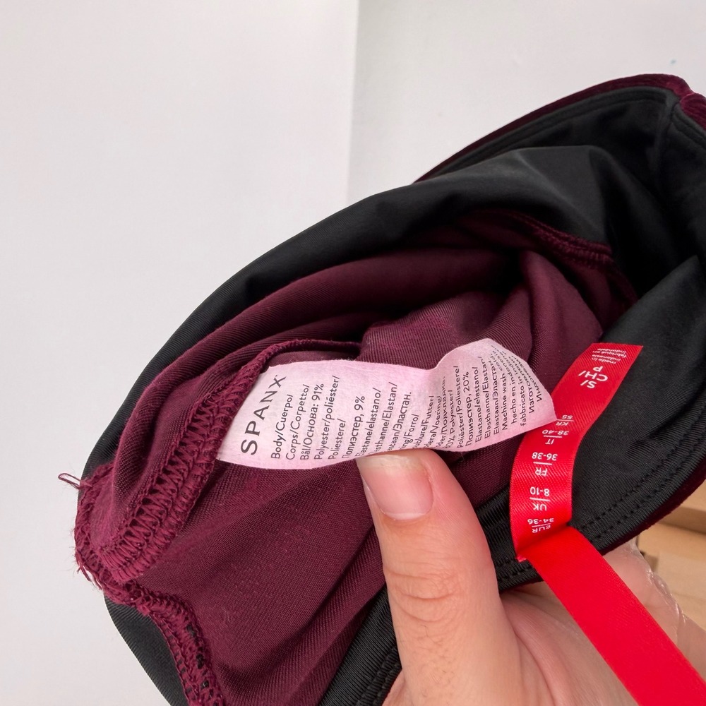 Spanx Velvet Leggings Burgundy Wine High Waisted Shaping Pants 2070 Small - Picture 7 of 7